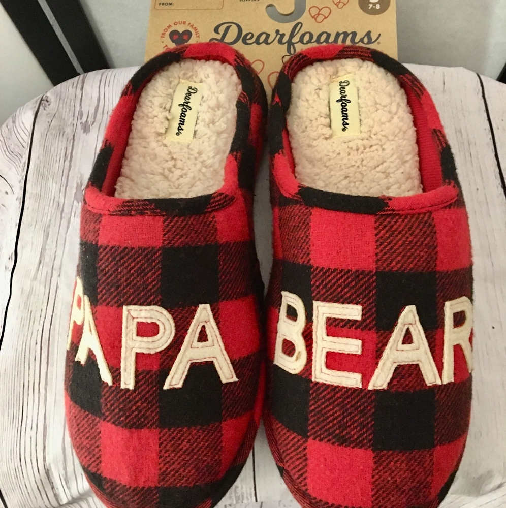 Dearfoams PaPa Bear Slippers Small New